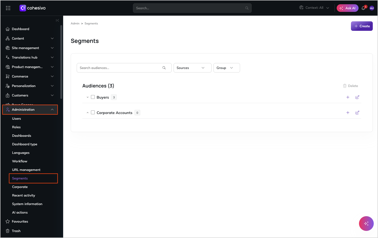 Segment groups
