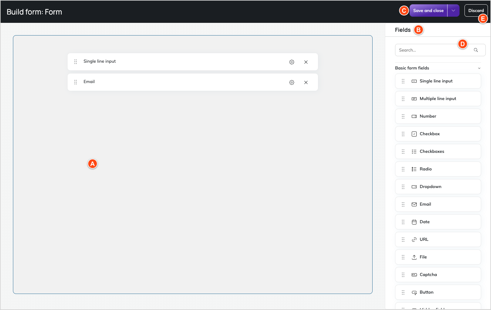 Form Builder interface