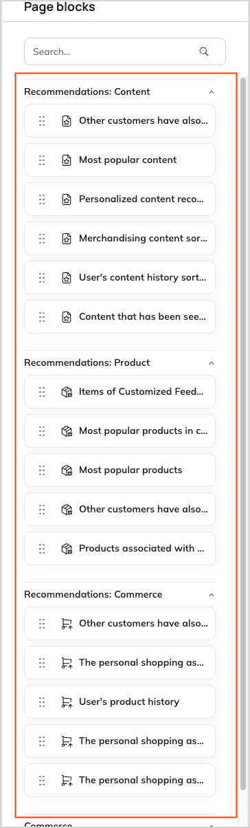 Recommendation blocks